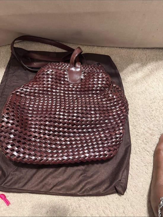 HOBO Handbags - HOBO Woven Leather Messenger Bag in Dark Brown